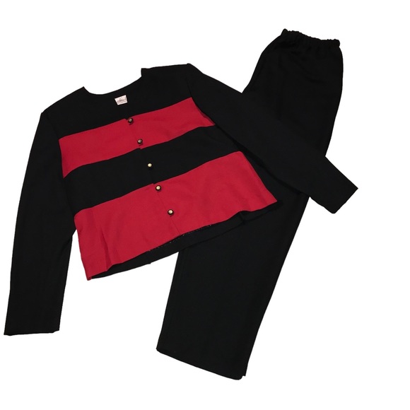 Kathie Lee Red Black Lightweight Pantsuit - Women’s Size 12 - NEW - Picture 14 of 14